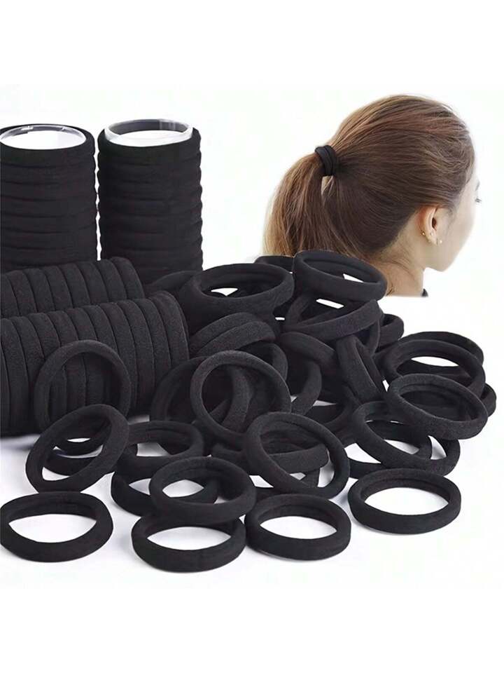 10pcs Black Simple Hair Ties