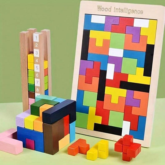 Colorful 3D Wooden Blocks Puzzle