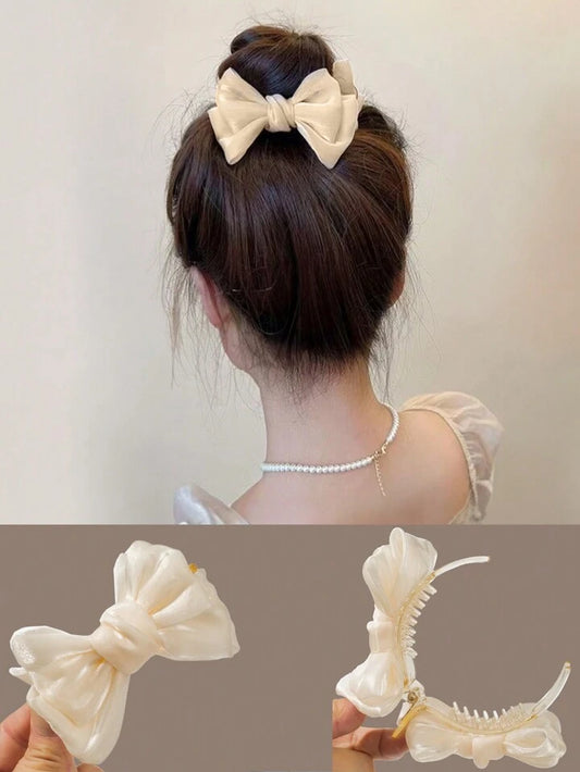 Girl's Fabric Bow Bun Hair Clip