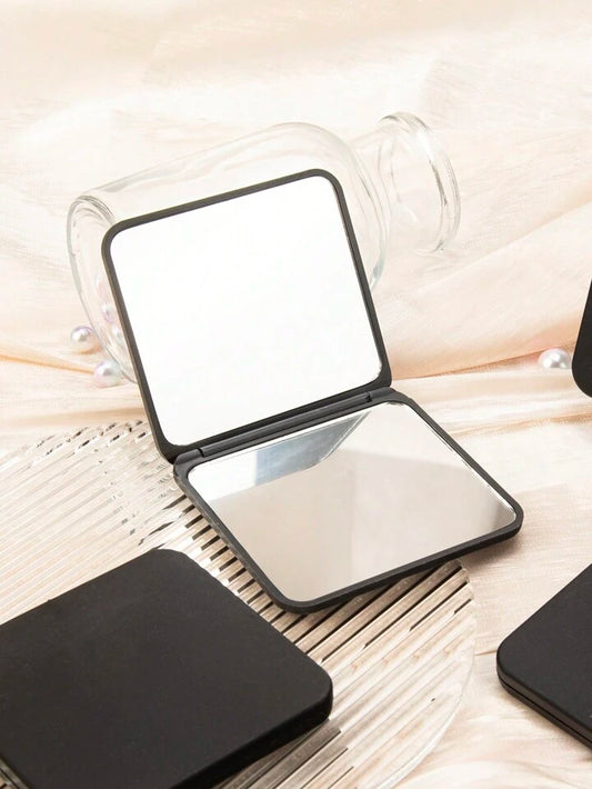 Black Portable Double-Sided Square Makeup Mirror