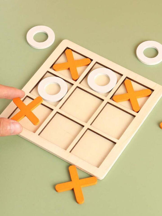 9 Pieces Premium Solid Wooden Tic Tac Toe Board Game